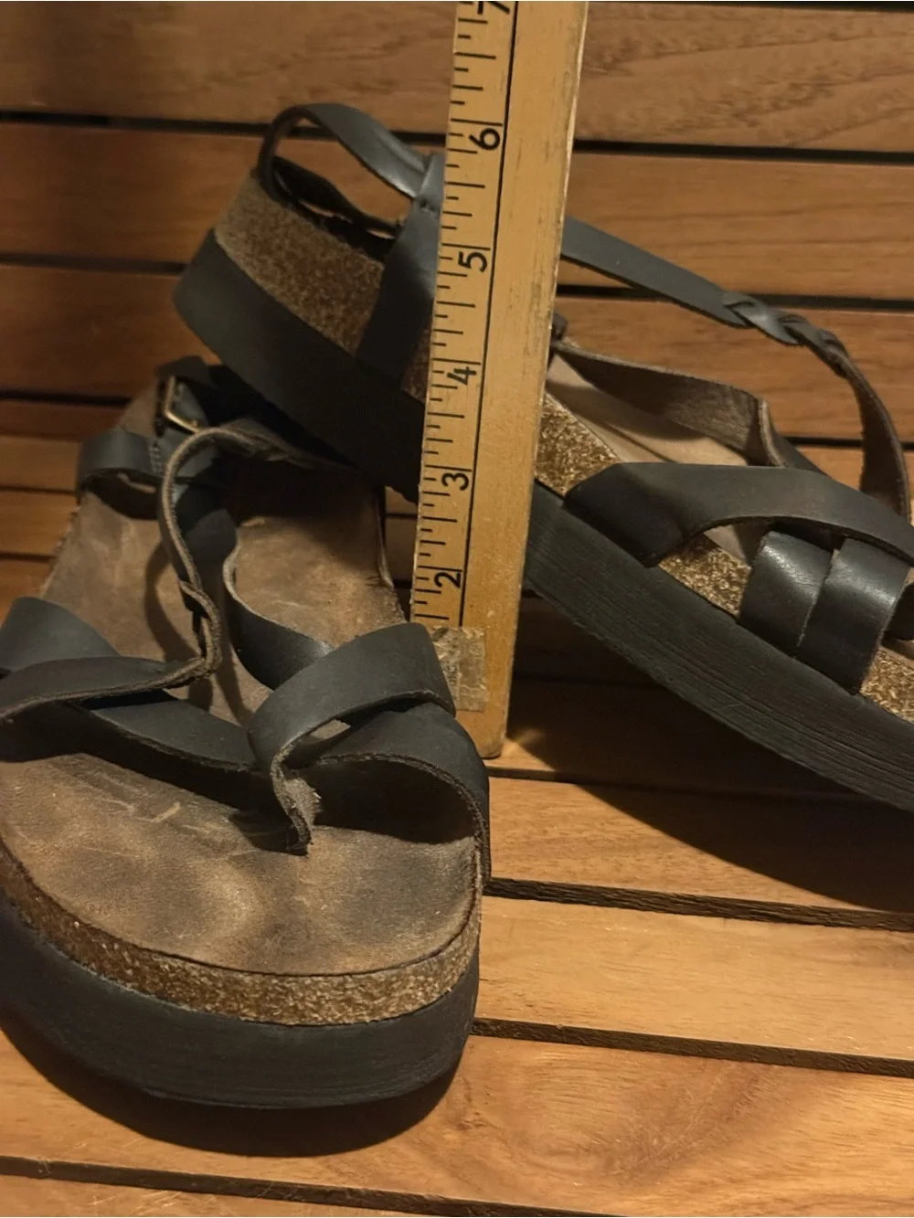 White Mountain Black Strappy Platform Sandals